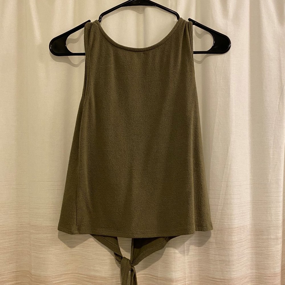 Earthy Green Tie-Back Open back Tank Top XS